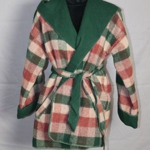 Vintage Green & Brown Wool Coat